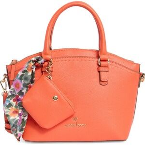 Nanette Lepore in Flame Satchel with Floral Scarf NWT